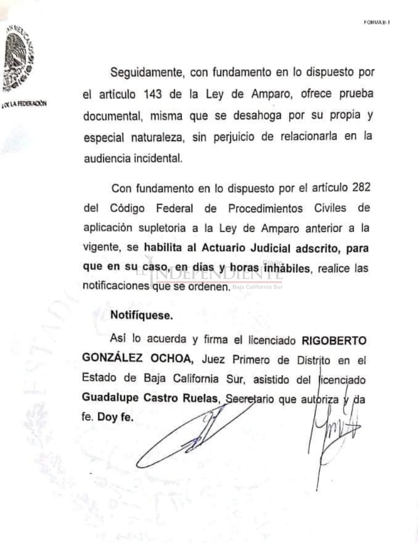 Concede juez 1ro de Distrito de BCS, suspensión a la toma de nota de José Ángel “Cacho” Ruiz 