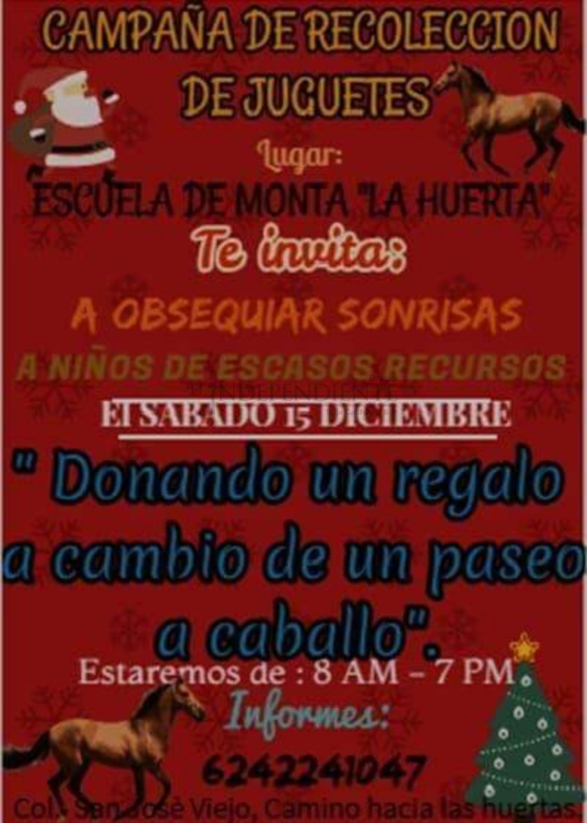 Invitan a campaña de donación de juguetes a cambio de un paseo a caballo 