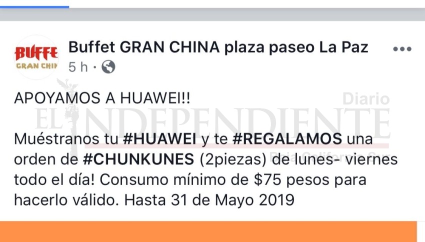 Restaurante chino de La Paz ofrece descuento a usuarios de Huawei 