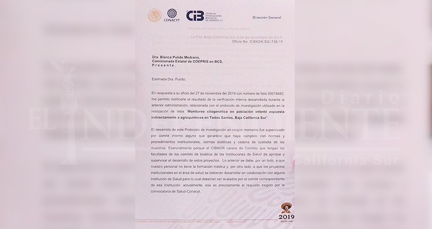 Cibnor desacredita estudio donde se detectó DDT en niños de Todos Santos