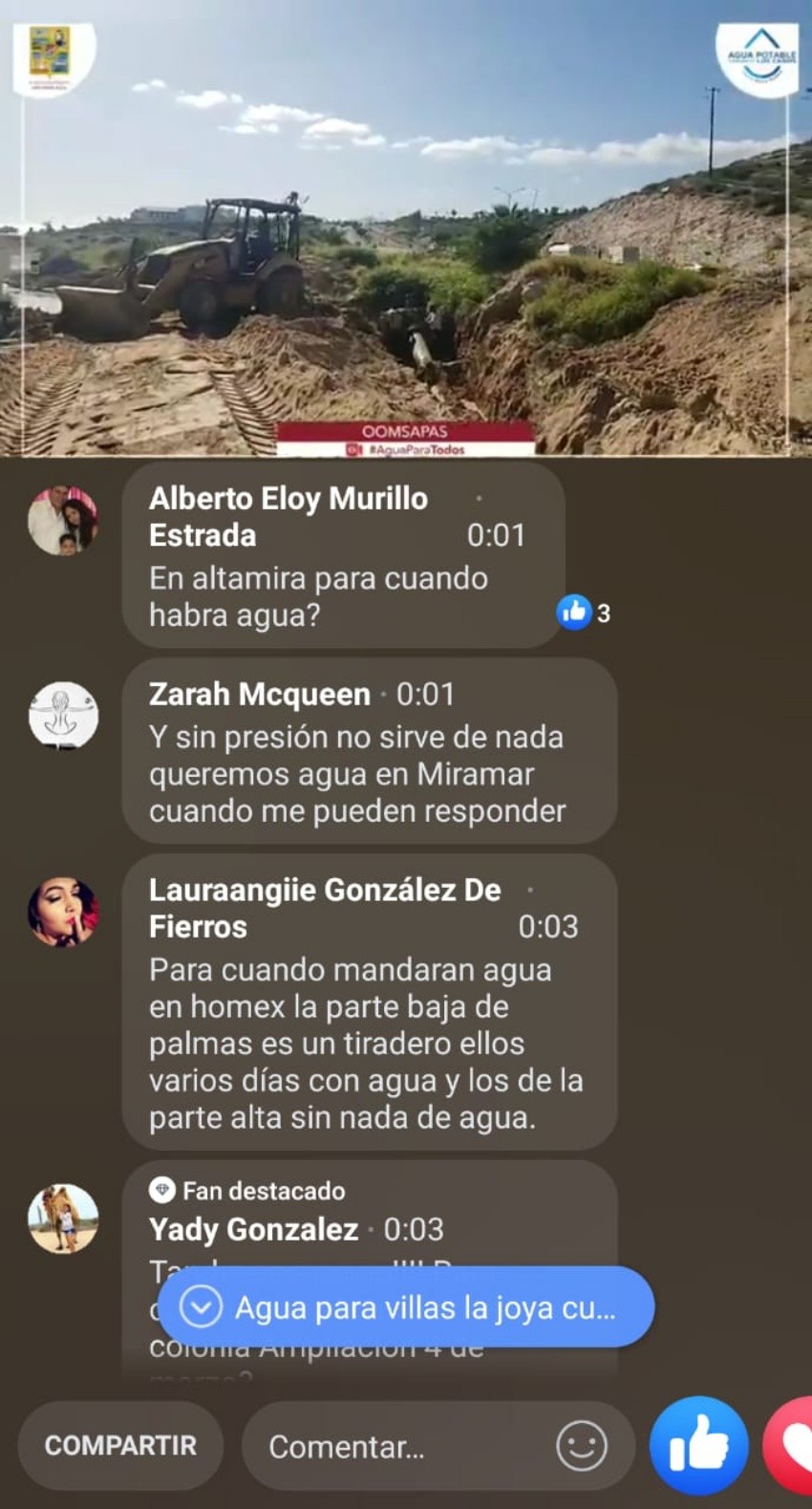 Reclamos por desabasto de agua colman redes sociales de OOMSAPAS Los Cabos 