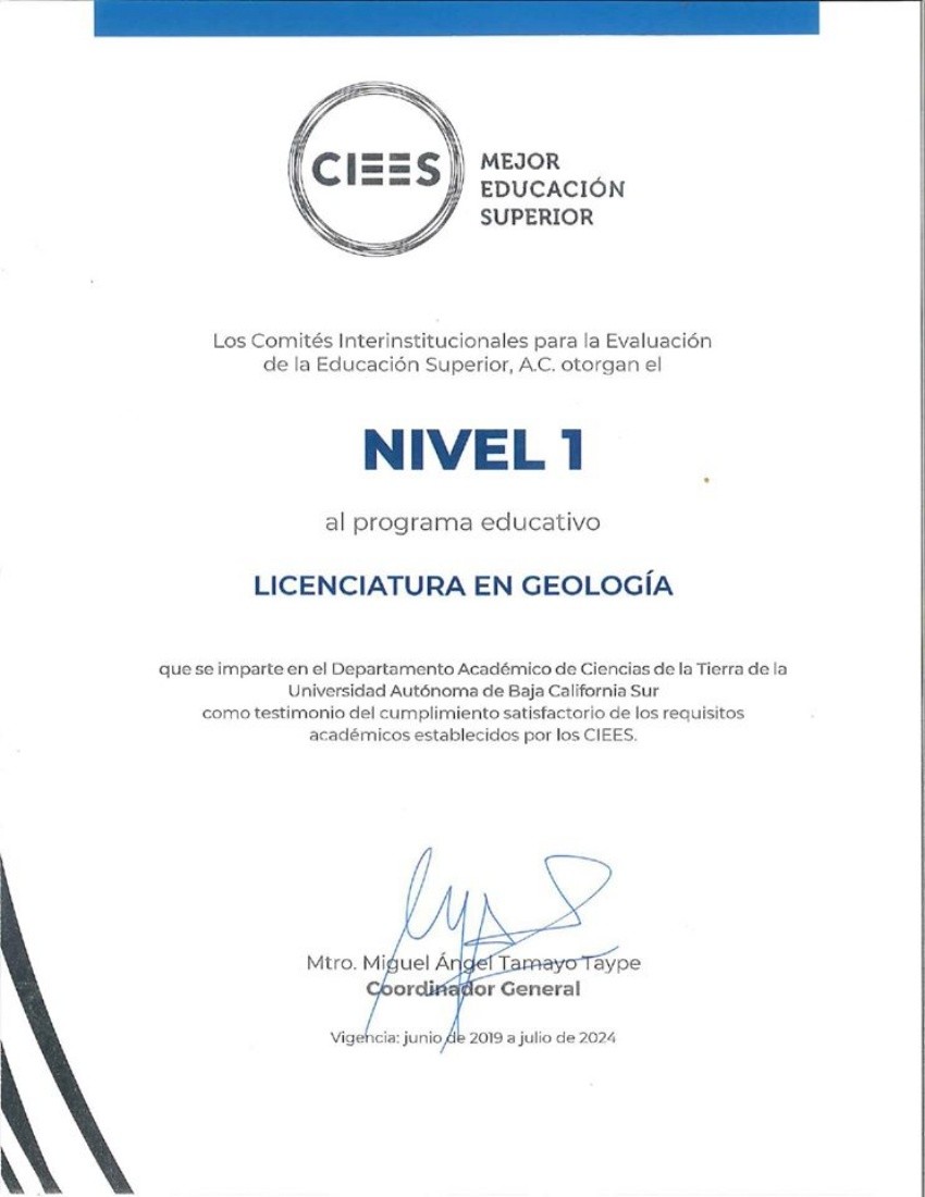 Carrera de Geología de la UABCS obtuvo su refrendo como programa de calidad 