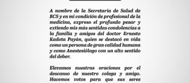 Confirma SSA de BCS muerte de médico de Los Cabos por COVID-19