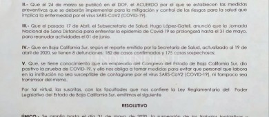 Diputadas suspendidas difunden “rumor” de COVID-19 en el Congreso BCS