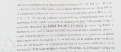 Ingresa al Congreso denuncia de juicio político contra diputados y funcionarios