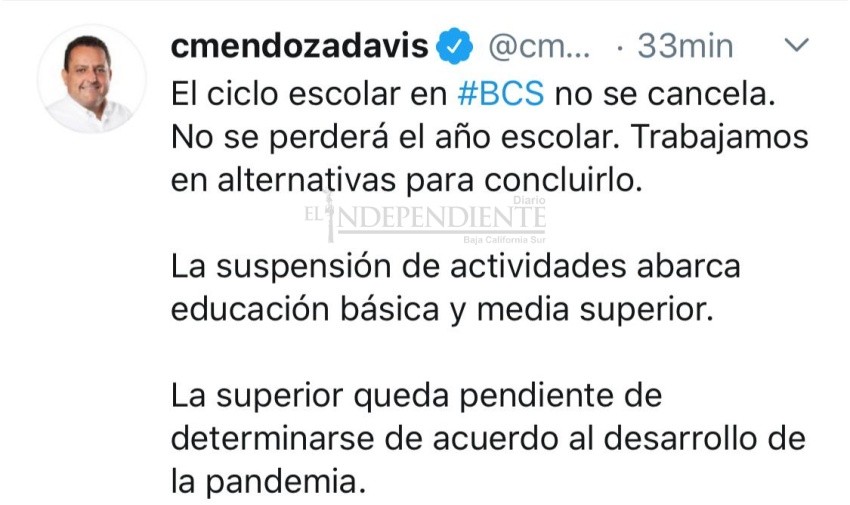 Pendiente método para cerrar ciclo escolar en universidades de BCS