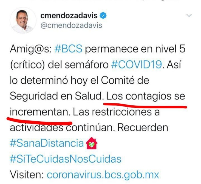 Se queda BCS en la fase 5, etapa crítica del semáforo estatal