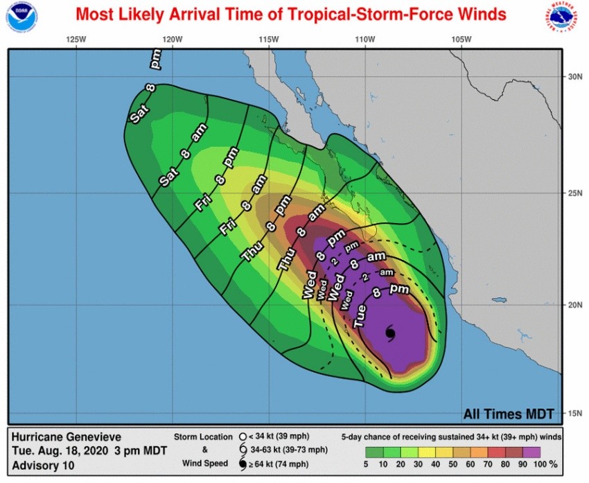 Huracán “Genevieve” baja a categoría 3, aú generará lluvias intensas para BCS