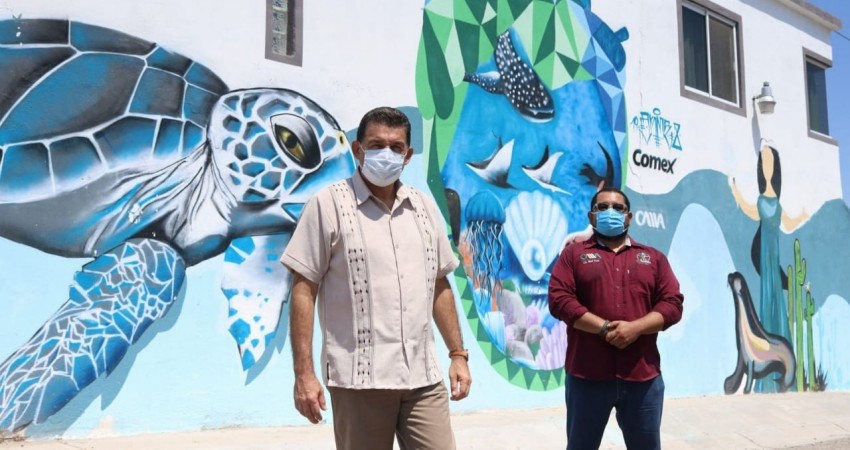 Más del 80% de avance presenta el proyecto de muralismo “Ciudad Marina” 