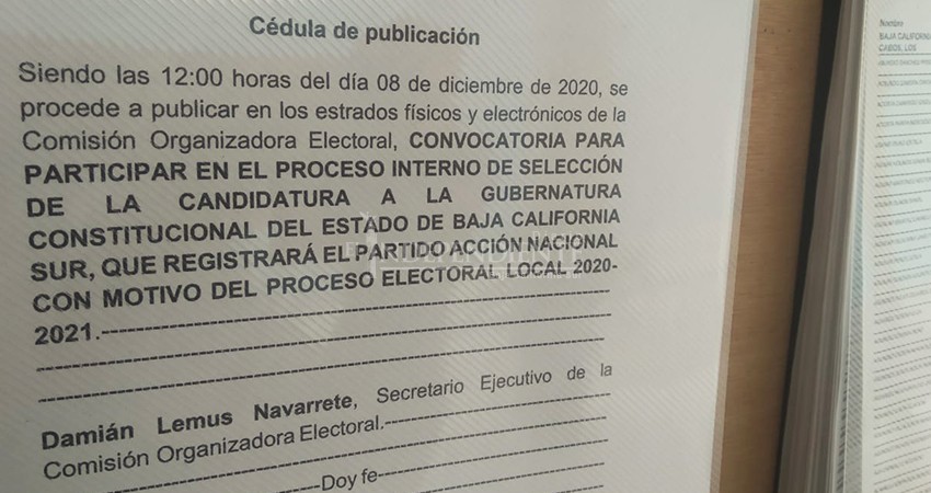 PAN lanza convocatoria para elegir candidatos a la gubernatura de BCS