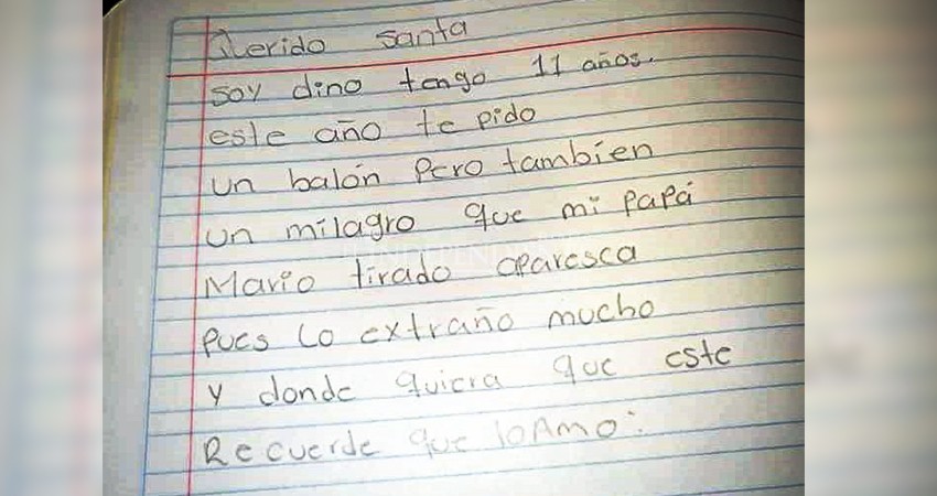Niños que perdieron a papá o mamá a causa de la violencia conmueven con cartas a Santa Claus 
