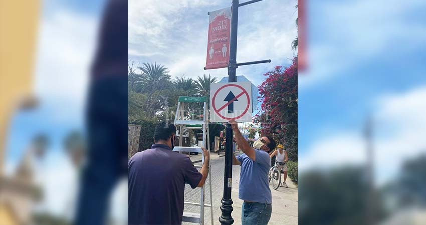 Colocan señalización con medidas anti Covid en el Centro Histórico de SJC