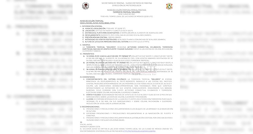 Tormenta tropical “Dolores” provocará marejada y efectos de tormenta en Los Cabos