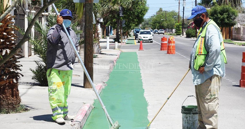 Presenta un 50% de avance la ciclovía de la calle Colima en La Paz