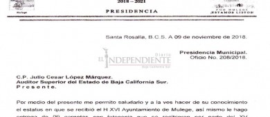 SAT congela cuentas del Ayuntamiento de Mulegé