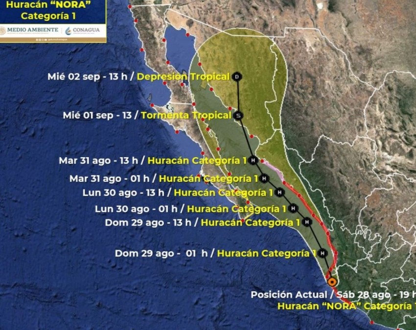 Lluvia y viento dejará el Huracán NORA por BCS