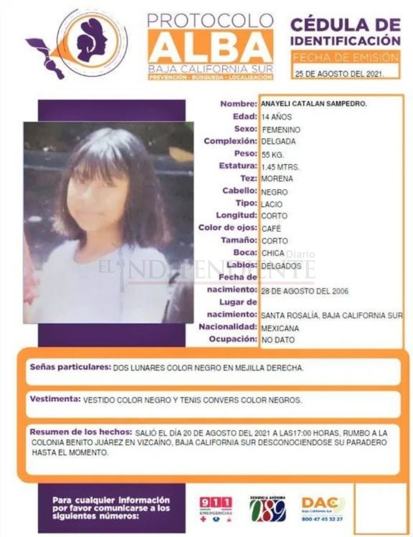 Continúa la búsqueda de la adolescente desaparecida hace un mes en Mulegé 