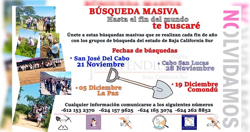 Preparan colectivos de búsqueda, jornada masiva para localizar personas desaparecidas