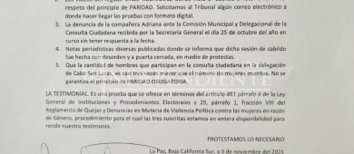 Candidatas a la delegación de CSL denuncian a Cabildo Los Cabos ante el TEEBCS por violencia política de género