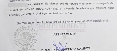 Hotelero, presenta evidencia: si cambiaban servicios por deuda con el Ayto de La Paz