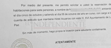 Hotelero, presenta evidencia: si cambiaban servicios por deuda con el Ayto de La Paz