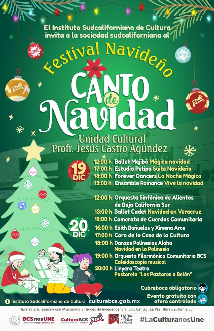 19 y 20 de diciembre se realizará el festival navideño “Canto de navidad”