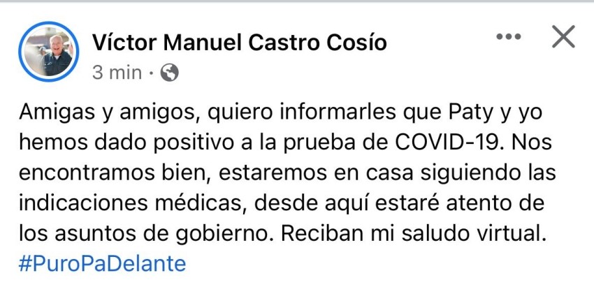 De nuevo… Gobernador de BCS da positivo a COVID