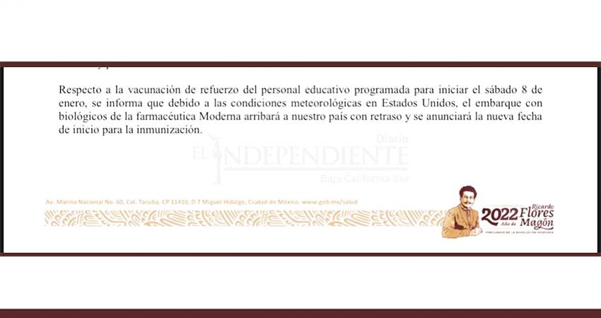 Será reprogramada la vacuna de refuerzo para el sector educativo