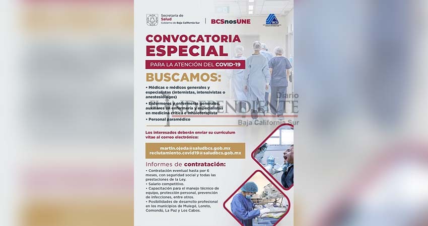 Lanza SSA convocatoria especial para contratar personal de salud por Covid-19