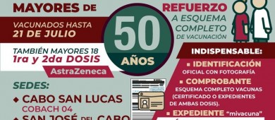 Inicia en BCS vacunación de refuerzo para mayores de 50 años