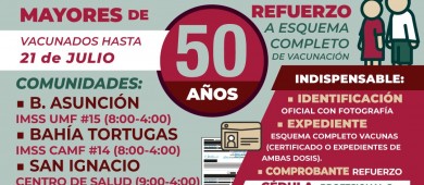 Inicia en BCS vacunación de refuerzo para mayores de 50 años