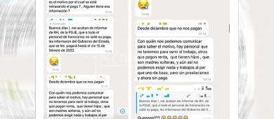 Deben dos quincenas a los trabajadores de PGJE; "hasta la próxima" les avisan por Whats