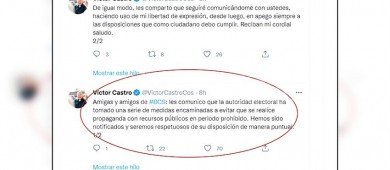 Obligado por el INE, Castro Cosío elimina comunicado de apoyo a AMLO