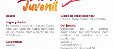 Higiene, creatividad y originalidad serán los elementos a evaluar en el concurso de Sashimi Juvenil en Los Cabos