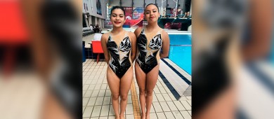 Las Sudcalifornianas Esabella Díaz y Lucía Morales lucieron en nado sincronizado