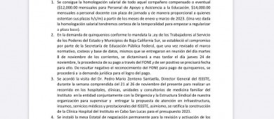 Anuncia SNTE que este lunes regresa magisterio de BCS a las aulas
