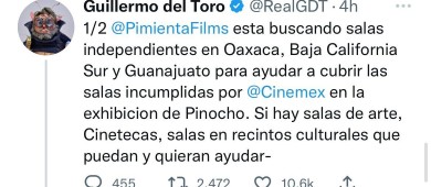 Cineasta Guillermo del Toro busca salas de cine en BCS para proyectar “Pinocchio”