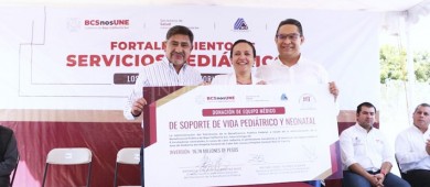 Gobierno estatal y beneficencia pública entregan equipos de soporte de vida pediátrico a hospitales de Los Cabos