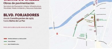 Cerrada a la circulación la Av. Forjadores en el tramo Constituyentes de 1975 a Bahía de La Paz