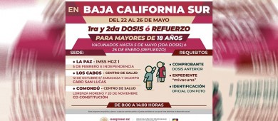 Continúan las jornadas de vacunación contra COVID en Los Cabos, La Paz y Comondú