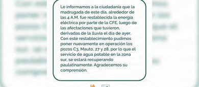 Restablece OOMSAPAS La Paz el servicio en la zona Sur de la ciudad
