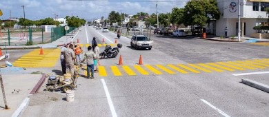 Realiza Tránsito Municipal pintado de calles de La Paz