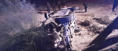 Cuatro policías estatales sufrieron un aparatoso accidente en La Paz