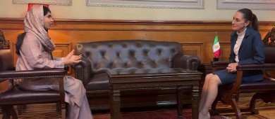 Claudia Sheinbaum recibe a Malala en Palacio Nacional