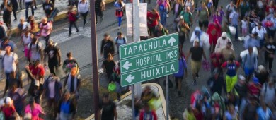 Migrantes preparan salida desde la frontera sur de México