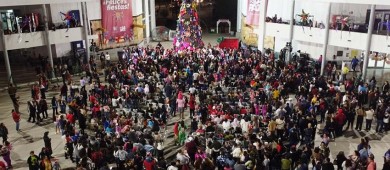 Milena Quiroga enciende las luces navideñas en Palacio Municipal