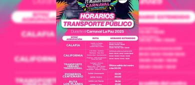 Ampliarán el horario del transporte público durante el Carnaval de La Paz 2025