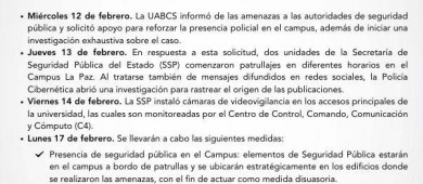A partir de este lunes UABCS tendrá seguridad especial