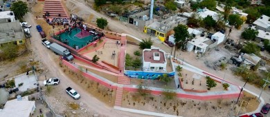 Con una inversión de casi 4 mdp fue remodelado el parque de la Ciudad del Cielo en La Paz