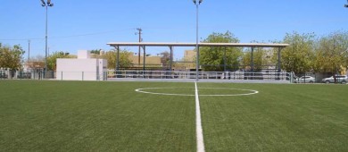 Realizan obras de rehabilitación del campo de fútbol-7 de la Unidad Deportiva Nuevo Sol